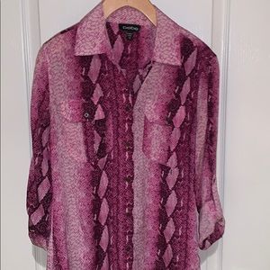 Bebe pink and white silk snakeskin blouse XS